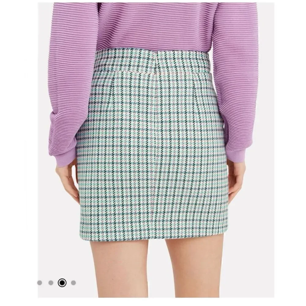 Veronica Beard Arezzo Turquoise Houndstooth Mini Skirt